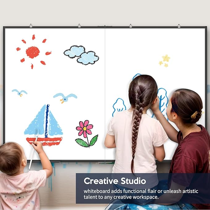 Large Whiteboard, Double Magnetic White Board for Wall, Dry Erase Whiteboard for Office Home & School (Black, 72x48 inch)
