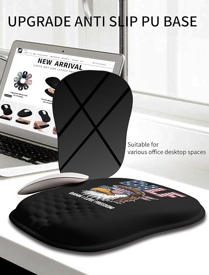 Hokafenle Ergonomic Wrist-Hugging Mouse Pad Wrist Support, U-Shaped Holding Wrist Rest Mousepad for Carpal Tunnel Pain Relief with Cushioned Memory Foam Slope Massage Bulge (Classic 10.2x8.3 in,DILF)