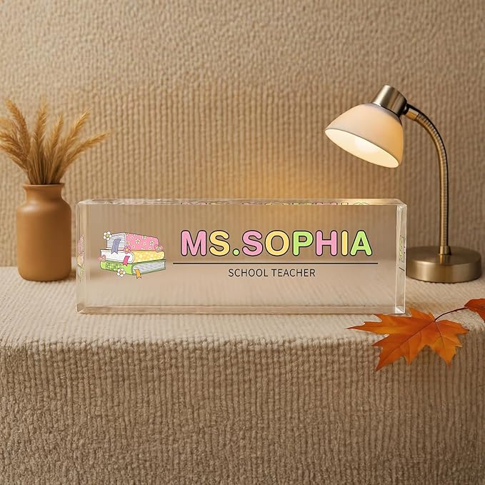 Custom Desk Name Plate, Teacher Name Plate for Desk, Office Decor for Women, Coworkers, Employee (S8)