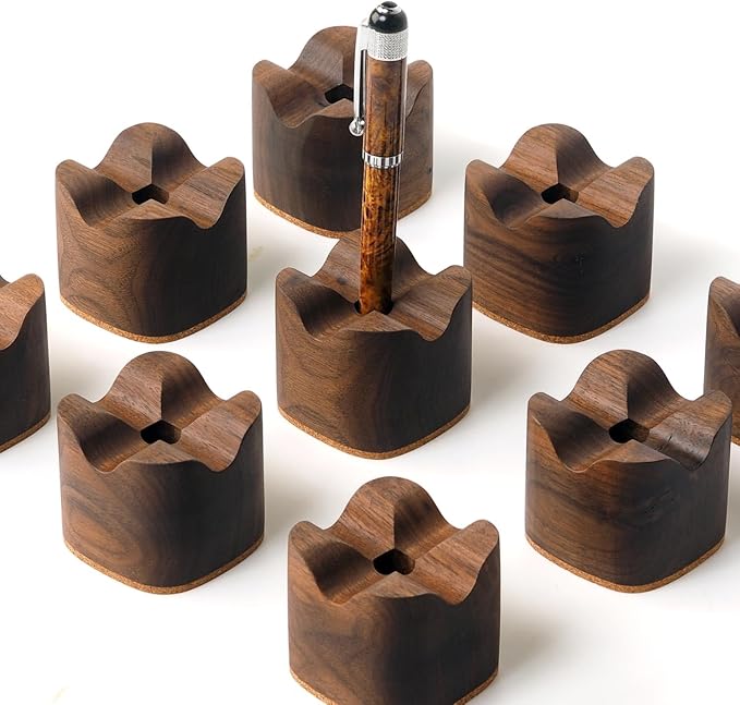 Wood Pen Holder– Handmade Walnut Desk Organizer, Minimalist Pen Holder for Office, Home, Gift (MODEL-1-WALNUT)