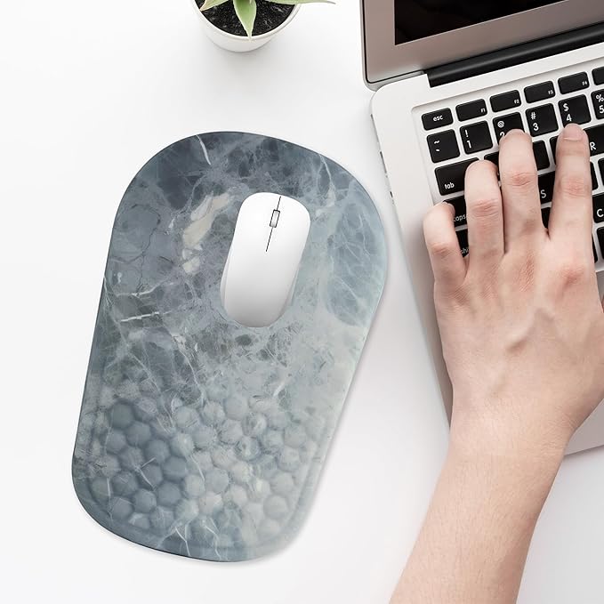 Ergonomic Mouse Pad with Wrist Support, Comfortable Memory Foam Mousepad with Massage Design and Non-Slip PU Base, Wrist Rest Mouse Pad for Office and Home, 12x8 Inch