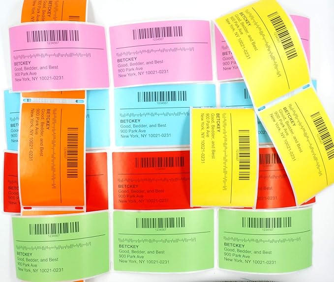 BETCKEY - 1" x 3" Barcode & Address Labels Compatible with Zebra & Rollo Label Printer,Premium Adhesive & Perforated[Yellow, 6 Rolls, 3120 Labels]