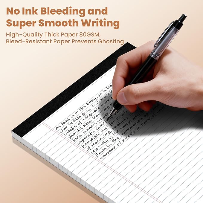 10Packs Legal Pads 8.5 x 11 Inch, 50Sheets/Pack, College Ruled & Perforated White Writing Pads, Pads of Paper 8.5 x 11, Lined Note Pads with Sturdy Backing for Office, Business & School Supplies