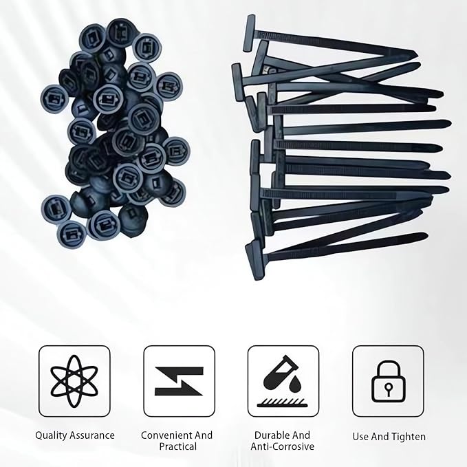 100PCS Nylon Universal Cable Tie Buckle 2026 Upgrade Multipurpose Plastic Cable Ties Tool Heavy Duty Self Locking Nylon Zip Ties UV Resistant Black Zipties for Car Daily Repair (100PCS)