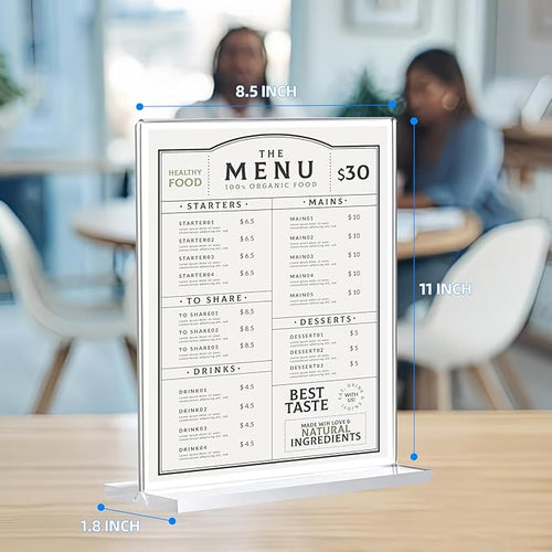 24 Pack Acrylic Sign Holder 8.5 x 11, Double-Sided Clear Sign Holder Plastic Stands for Display, T Shape Acrylic Table Sign Stands for Office Store Restaurants Wedding Party Decoration