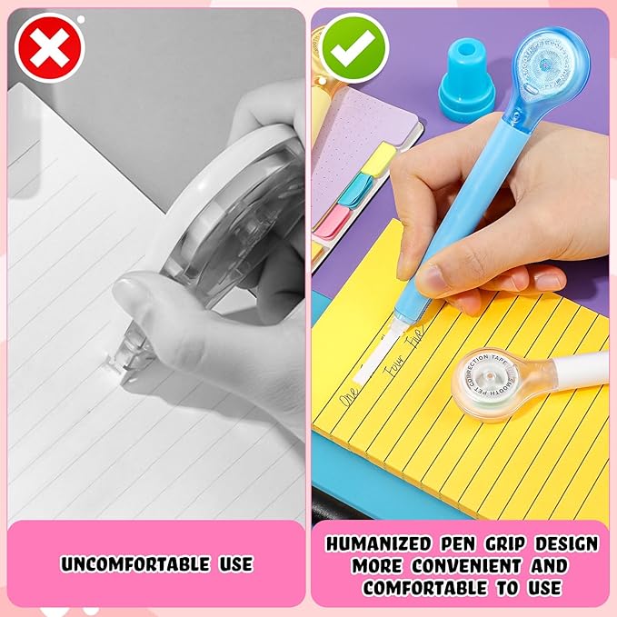 Gersoniel 25 Pack Correction Tape Pen Correctional Ink Tape Push Pull Protective, Easy to Use Applicator for School Office Supplies, 0.2 x 236 Inch (Bright Colors)