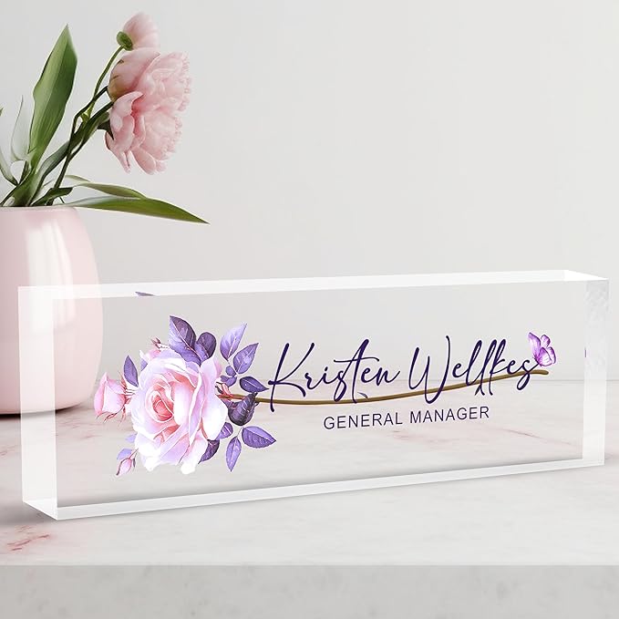 Custom Personalized Name Plate - Office Desk Decor for Women & Men, Employee Appreciation Gifts