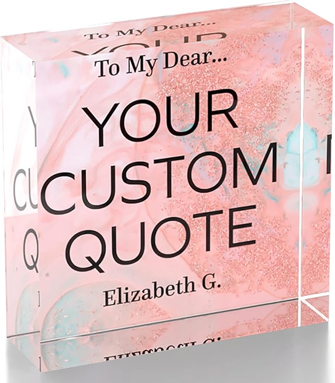 Personalized Gifts, Custom Quote Block Letter Board,Crystal-Clear Acrylic with Gift Box,17 Styles, Holiday and Christmas Gift for Mom, Dad, Girlfriend, Him or Her, Husband, Wife (4"x4, Stella)
