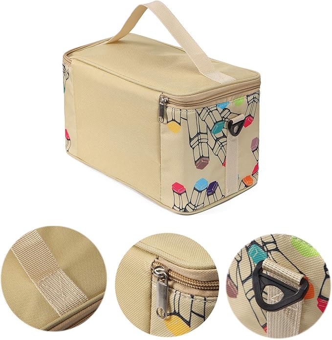 Toprema New Marker Pen Case Holder for 120 Markers Organizer Multifunctional Zipper Storage Carrying Bag with Pattern Khaki