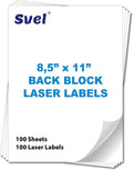 Cover up Blockout Full Sheet Labels Shipping Mailing Back Block Stickers Cover Old Barcodes & Addresses – Laser & Inkjet Printable – Bulk Pack High-Opacity (100, 8.5x11)