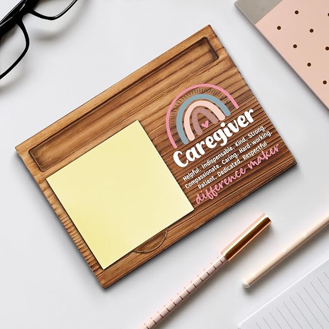 Caregiver Sticky Note Holder, Caregiver Thank You Appreciation Gifts for Women Self-Stick Note Pad Holders WPP113