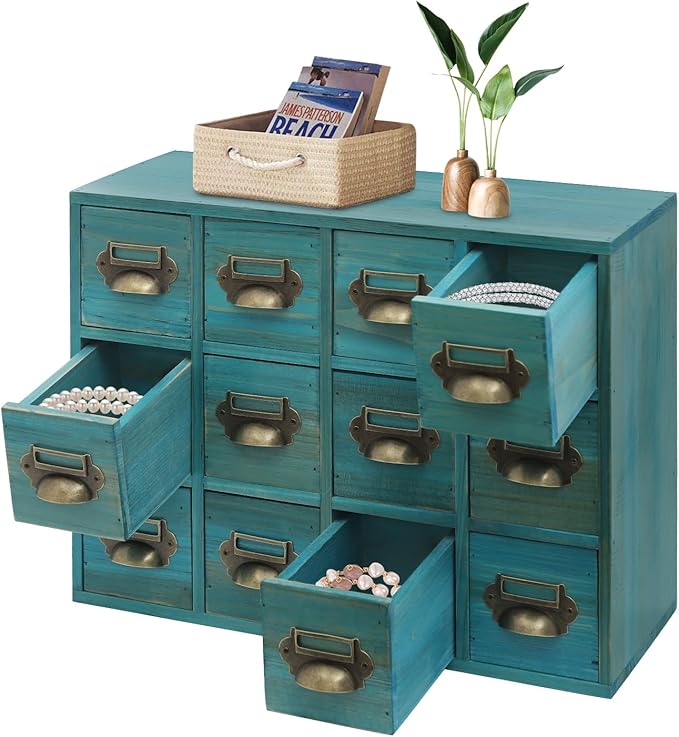 Vintage 12-Drawer Storage Cabinet – Multipurpose Desktop Organizer for Office, Craft & Home