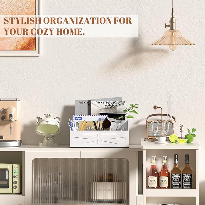 Large Mail Organizer Countertop,Farmhouse Desk and Kitchen Countertop Storage, Letter Sorter, Desk Mail Organizer and Bill Organizer, Desktop File and Paper Holder