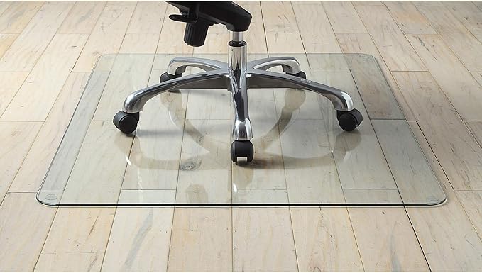 Lorell Tempered Glass Chairmat, 44" Width x 50" Depth x 0.25" Thickness, Clear, 1 Each