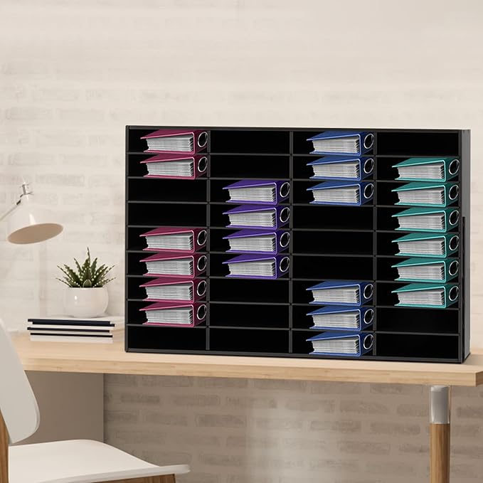 36 Slot Paper Organizer 36 Compartment Classroom Mailbox Adjustable Mail Sorter Desktop File Sorter, Paper Trays for Classroom, Office, Home (Black)