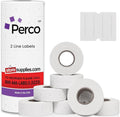 Perco 2 Line Removable Adhesive Labels - 8 Rolls, 1 Sleeve, 6,000 Blank Price and Date Gun Labels for Perco 2 Line Price and Date Guns - Made in USA