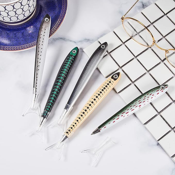 Outus 50 Pieces Fish Pens Fishing Birthday Party Favors Decoration Writing Ballpoint Pens for Office Valentine Day Chinese New Year Gifts (Aquatic)