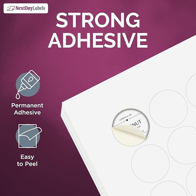 NextDayLabels – 3/4 Inch Round Labels - Round Sticker Labels for Printer - Matte White Blank Laser/Inkjet Printer Labels - Circle Stickers Printable Labels (500 Sheets, 108 Per Sheet, 54000 Labels)