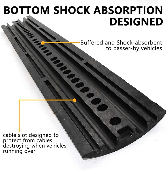 6 Feet Rubber Speed Bumps 1 Pack 2 Channel 27000Lbs Load Capacity 72" Traffic Speed Humps with 4 Bolt Spike for Asphalt Concrete Gravel Driveway