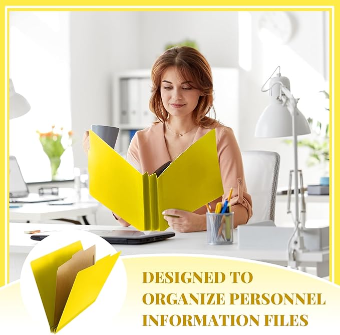 Skyygemm 24 Pcs Classification Folders Letter Size, 1 Divider Pressboard File Folder with Fasteners, Expanding File Organizer Bulk for Teachers, Clergy, Office, Church, Christmas Donations (Yellow)