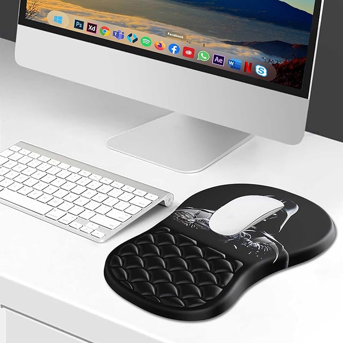 Ergonomic Mouse Pad with Wrist Rest, Soft Mousepad with Massage Design, Memory Foam and Non-Slip PU Base for Pain Relief, Gaming Mouse Pad for Desk, Home, Office, Black