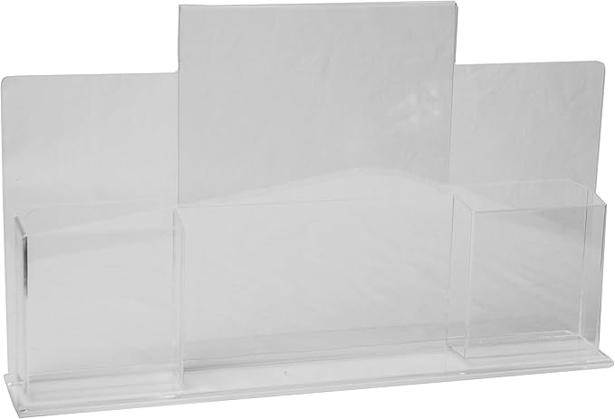 Clear-Ad - LHDDP-8511 - Acrylic Desk Display with Sign & Double Trifold Brochure Holders - Multipurpose Desktop Organizer Stand (Pack of 2)