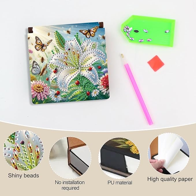 Formeydemi Flower Diamond Painting Kit Note Box,Memo Paper Storage Box Diamond Art,Sticky Note Holder Diamond Art,Diamond Painting Memo Pad For Office Desk. (Flower)