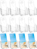 Brochure Holder Stand, 12 Pack 4 inches Acrylic Pamphlet Display Stand Wall Mount/Countertop, Clear Plastic Trifold Rack Card Holder for Organizer Flyer, Leaflets, Document, Literature