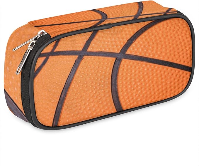 Pardick Basketball Big Capacity Pencil Pen Case Basketball Sport Large Pencil Pouch with Zipper Compartments Pencil Bag for Boys Girls Adults Student Office School Supplies
