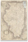 Push Pin Illinois Map Board - With Push Pins to Mark Illinois Travels - Handmade in Ohio, USA - Design: Rustic Vintage