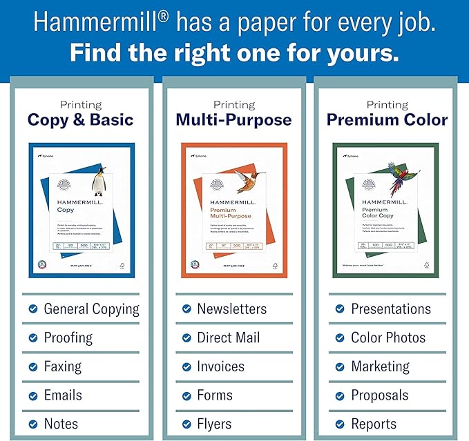 Hammermill Colored Paper, 20 lb Buff Printer Paper, 8.5 x 11-1 Ream (500 Sheets) - Made in the USA, Pastel Paper, 103325R