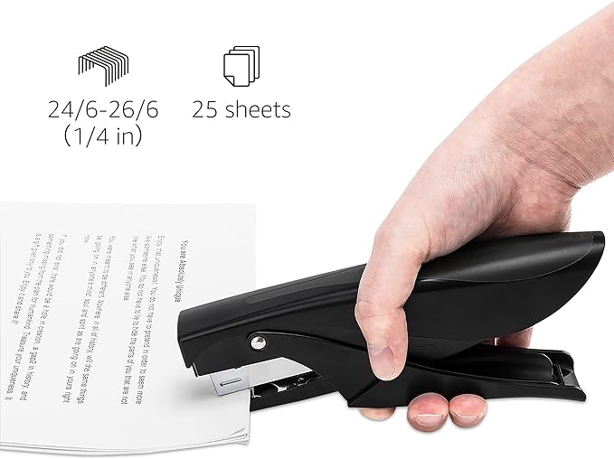 Amazon Basics Hand Held Plier Stapler, 25 Sheet Capacity,Heavy Duty Staper,Black