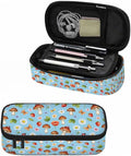 Mushrooms Pencil Case Organizer Butterfly Strawberry Summer Flowers Berries Stationery Box Makeup Colleague Office Supply for Adults Men Women