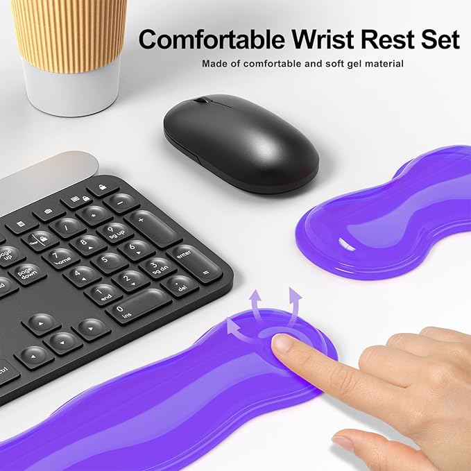 Gel Keyboard and Mouse Wrist Rest Set, Comfort Ergonomic Wrist Support, for Wrist Pain Relief, Computer Keyboard Wrist Rest (Purple)
