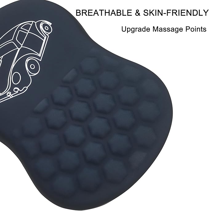 Cute Car Mousepad with Wrist Rest for Car Mouse, Ergonomic Mouse Pad with Memory Foam Wrist Support, 12L x 8W inches
