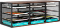 Mail Sorter Adjustable Holder, Countertop Literature Organizer, Student Mailbox for Classroom, Desktop Bill Paper Organizer for Office Home School, 12 Compartments, Brown