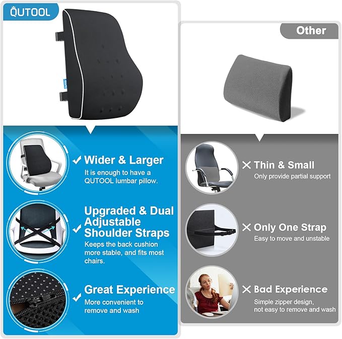 Lumbar Support Pillow for Office Chair, Office Home Essentials,Stocking Stuffers,Back Support Pillow for Car, Chair Cushions,Back Pain Relief Improve Posture,Mesh Cover Double Adjustable Straps