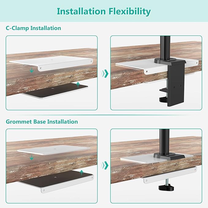 WALI Computer Monitor Arm Clamp, C Bracket Clamp, Steel Reinforcement, for Most Monitor Mount Stand Grommet C Clamp Installation (CGRP-W), White