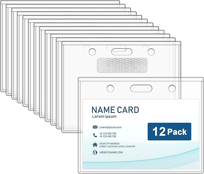 12 Pack of Magnetic Name Badge Holders, 4x3 Inch Horizontal Name Tags with Strong Magnets for Office, Conventions, School, and Events