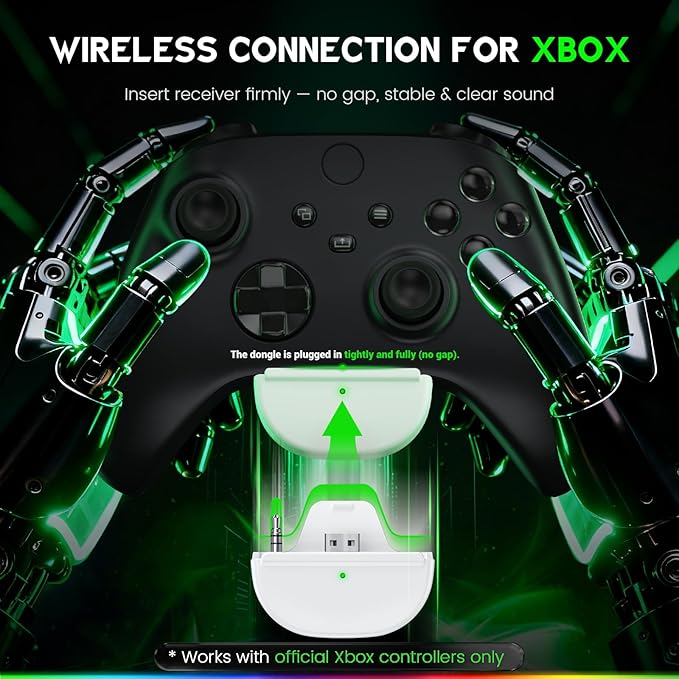 WESEARY Wireless Gaming Headset for Xbox Series X|S, Xbox One, PS5, PS4, PC, Mac, Switch, 2.4GHz + Bluetooth Over-Ear Gaming Headphones with ENC Mic, 3D Stereo, Dynamic LED Lights, 50mm Drivers, 50H