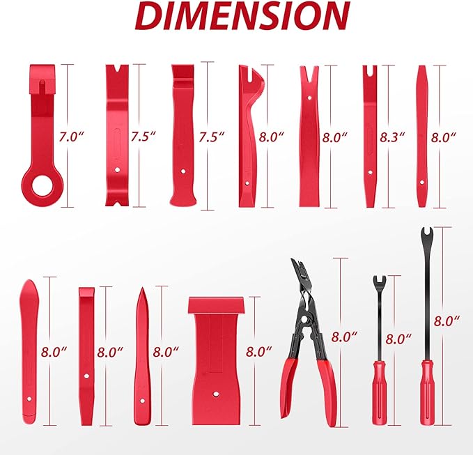 Nilight 200Pcs Trim Removal Tool, Auto Push Pin Bumper Retainer Clip Set Fastener Terminal Remover Adhesive Cable Clips Round Handle Crowbar Kit Car Panel Radio Auto Clip Pliers