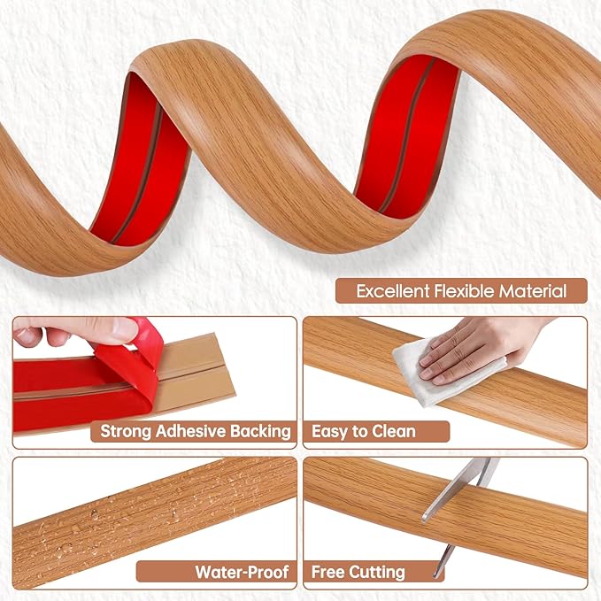 Floor Cord Cover for Wires on Floor Self Adhesive Cord Hider Floor Cable Management Wire Covers for Cords Protector Prevent Cable Trips Cord Cavity W 0.59" x H 0.31", Brown Wood, 3.3Ft