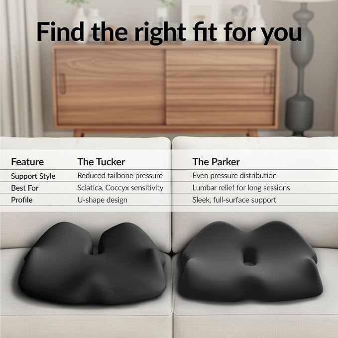Everlasting Comfort Premium Memory Foam Seat Cushion for Office & Car - Elevate Series Ergonomic Chair Cushion - Doctor Recommended Support Pillow for Tailbone, Sciatica Pain Relief, Desk Accessories