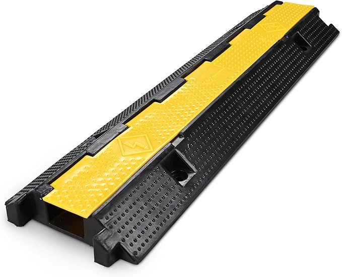 Yescom Cable Ramp Protector 1 Channel Garden Hose Protecitive 22000 Lbs Load Capacity Heavy Duty Speed Bump for Road Driveway Walkway