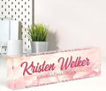 Name Plate for Desk, Desk Name Plate Personalized, Office Decor for Women Men, Acrylic Desktop Accessories, Office Appreciation Gifts for Boss Social Workers Nurse Teacher Employee (Pink Coast)
