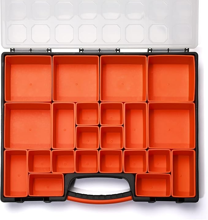 EMENTOL 2PCS Multi-Purpose Portable Organizer Box Set with 44-Removable Compartments, 2 Pieces Professional Boxes with Dimension 16.2"L*13"W*2.3"H