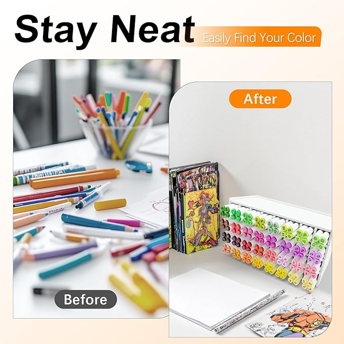 Marker Storage Organizer, Marker Holder for 128 Markers, Art Markers, Watercolor Brushes, Colored Pencils Organizer Holder for Desk