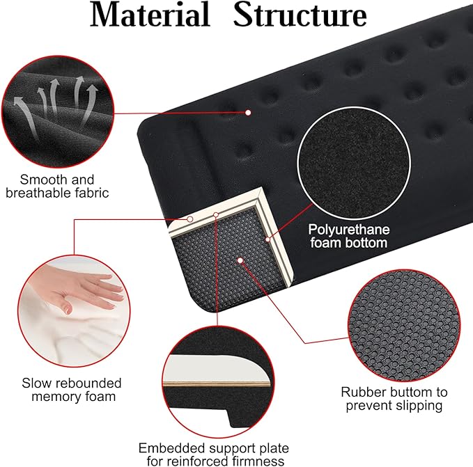 L-Shaped Keyboard Wrist Rest, Ergonomic Elbow Pad for Desk,Memory Foam Elbow Support Padding with Non-Slip,Easy Typing, Pain Relief, for Computer, Laptop, Gaming(Classic Black)