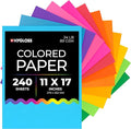 Hygloss Assorted Bright Colored Paper - 24 lb, 89 GSM, Acid-Free, Fade-Resistant, 11x17-Inch Ledger Size Color Copy Paper, 240 Sheets, 12 Colors