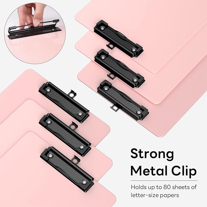 Zoenley Legal Size Clipboard Set of 6, Pink 8.5 x 14 Clip Board for Lawyer, Nurse, Business, with Low Profile Black Clip, Office & School Supplies